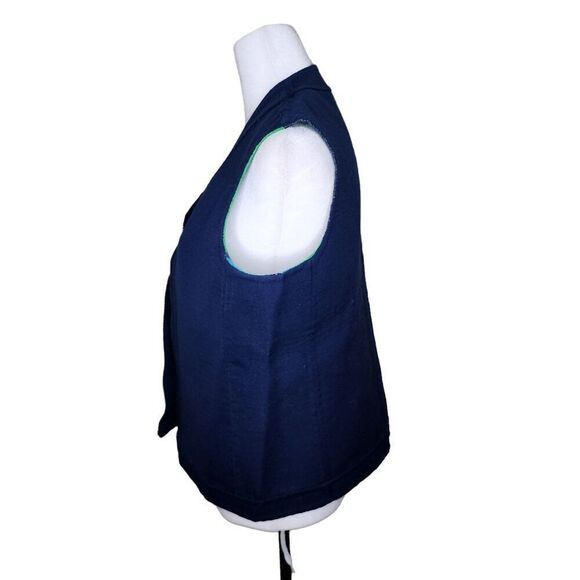 Vintage 70s Reversable Striped Solid Full Zip Vest Womens Size L Blue Green - Picture 5 of 7